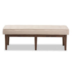 Banc capitonné Mid-Century – Tissu polyester, cadre en bois d'hévéa, 137 cm L x 45 cm H