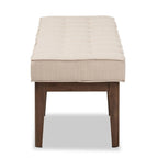 Banc capitonné Mid-Century – Tissu polyester, cadre en bois d'hévéa, 137 cm L x 45 cm H