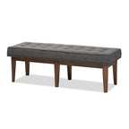 Banc capitonné Mid-Century – Tissu polyester, cadre en bois d'hévéa, 137 cm L x 45 cm H
