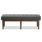 Banc capitonné Mid-Century – Tissu polyester, cadre en bois d'hévéa, 137 cm L x 45 cm H
