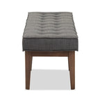Banc capitonné Mid-Century – Tissu polyester, cadre en bois d'hévéa, 137 cm L x 45 cm H