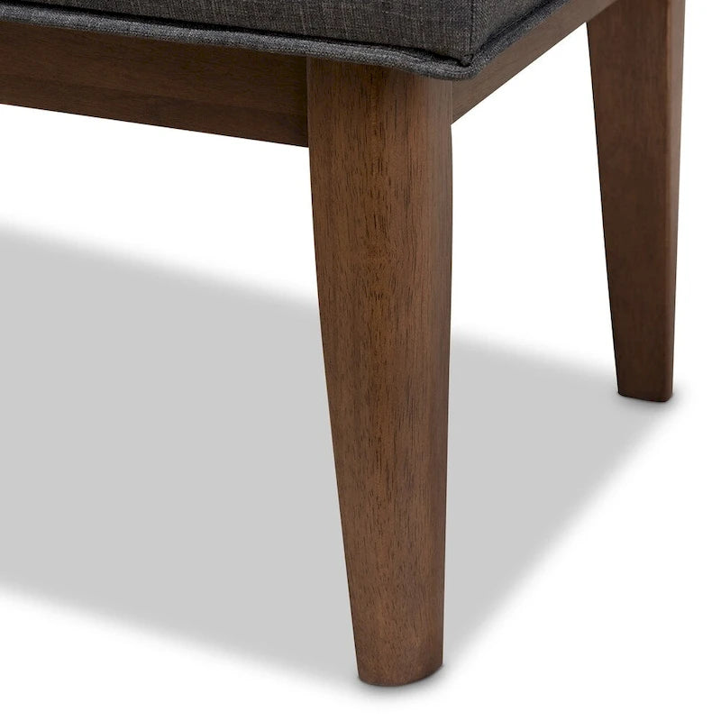 Banc capitonné Mid-Century – Tissu polyester, cadre en bois d'hévéa, 137 cm L x 45 cm H