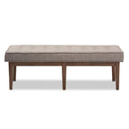 Banc capitonné Mid-Century – Tissu polyester, cadre en bois d'hévéa, 137 cm L x 45 cm H