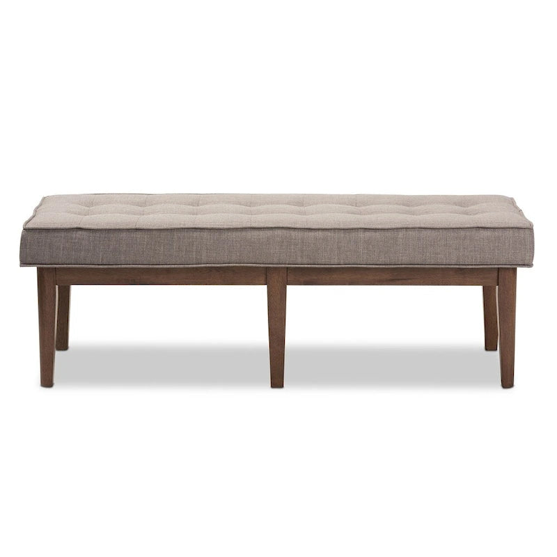 Banc capitonné Mid-Century – Tissu polyester, cadre en bois d'hévéa, 137 cm L x 45 cm H