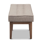 Banc capitonné Mid-Century – Tissu polyester, cadre en bois d'hévéa, 137 cm L x 45 cm H