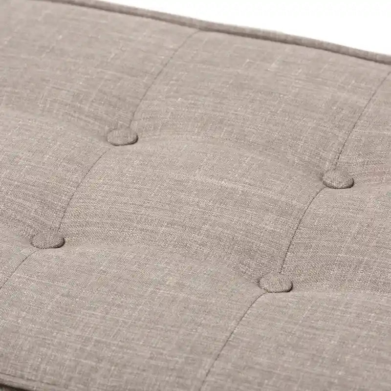 Banc capitonné Mid-Century – Tissu polyester, cadre en bois d'hévéa, 137 cm L x 45 cm H