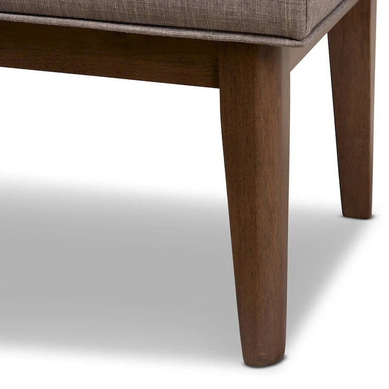 Banc capitonné Mid-Century – Tissu polyester, cadre en bois d'hévéa, 137 cm L x 45 cm H