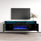 Meuble TV moderne 63" avec cheminée électrique murale Giza EF