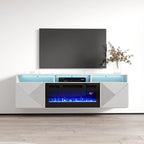 Meuble TV moderne 63" avec cheminée électrique murale Giza EF