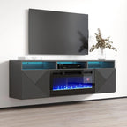 Meuble TV moderne 63" avec cheminée électrique murale Giza EF