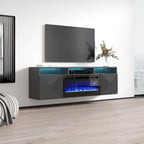 Meuble TV moderne 63" avec cheminée électrique murale Giza EF