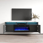 Meuble TV moderne 63" avec cheminée électrique murale Giza EF