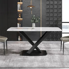 Table à manger rectangulaire moderne blanche de 160 cm