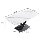 Table à manger rectangulaire moderne blanche de 160 cm