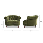 Fauteuil d'appoint capitonné – Cadre en bois massif, Clous décoratifs, 107 larg. x 96,5 prof. x 80 haut. cm, Capacité de 136 kg