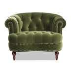 Fauteuil d'appoint capitonné – Cadre en bois massif, Clous décoratifs, 107 larg. x 96,5 prof. x 80 haut. cm, Capacité de 136 kg