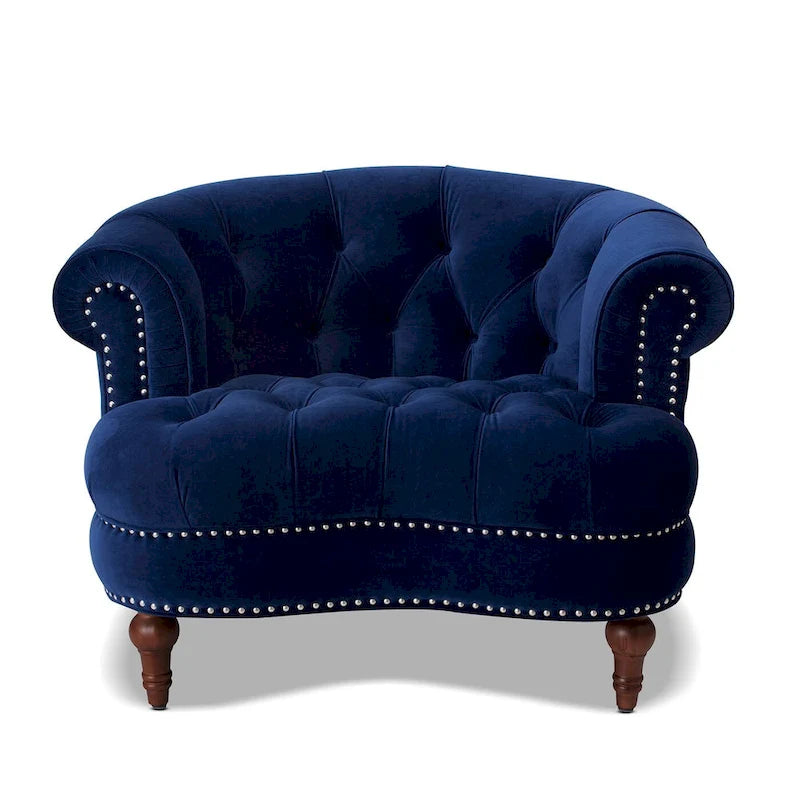 Fauteuil d'appoint capitonné – Cadre en bois massif, Clous décoratifs, 107 larg. x 96,5 prof. x 80 haut. cm, Capacité de 136 kg