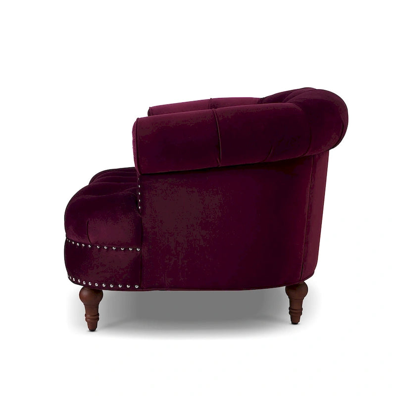 Fauteuil d'appoint capitonné – Cadre en bois massif, Clous décoratifs, 107 larg. x 96,5 prof. x 80 haut. cm, Capacité de 136 kg