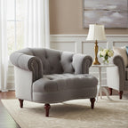 Fauteuil d'appoint capitonné – Cadre en bois massif, Clous décoratifs, 107 larg. x 96,5 prof. x 80 haut. cm, Capacité de 136 kg