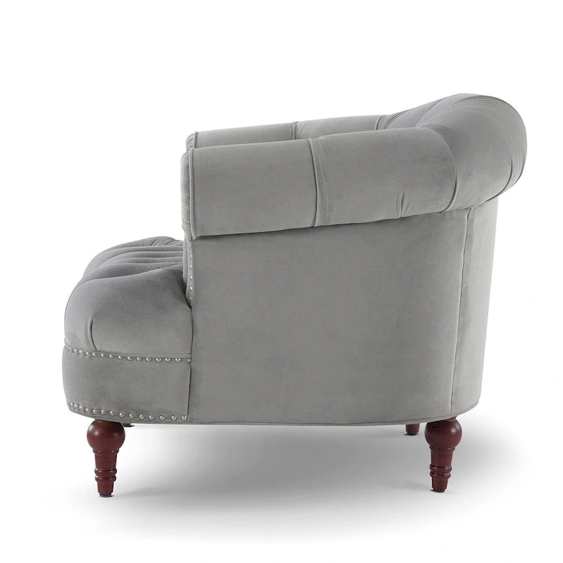 Fauteuil d'appoint capitonné – Cadre en bois massif, Clous décoratifs, 107 larg. x 96,5 prof. x 80 haut. cm, Capacité de 136 kg