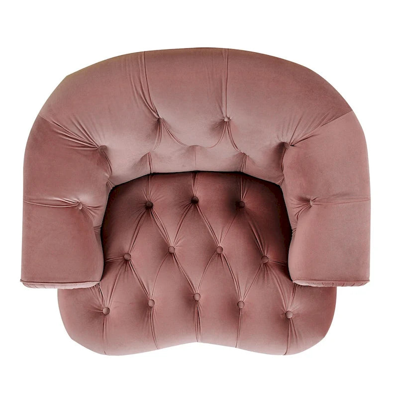 Fauteuil d'appoint capitonné – Cadre en bois massif, Clous décoratifs, 107 larg. x 96,5 prof. x 80 haut. cm, Capacité de 136 kg