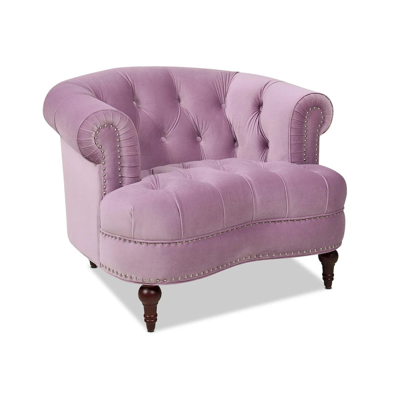 Fauteuil d'appoint capitonné – Cadre en bois massif, Clous décoratifs, 107 larg. x 96,5 prof. x 80 haut. cm, Capacité de 136 kg