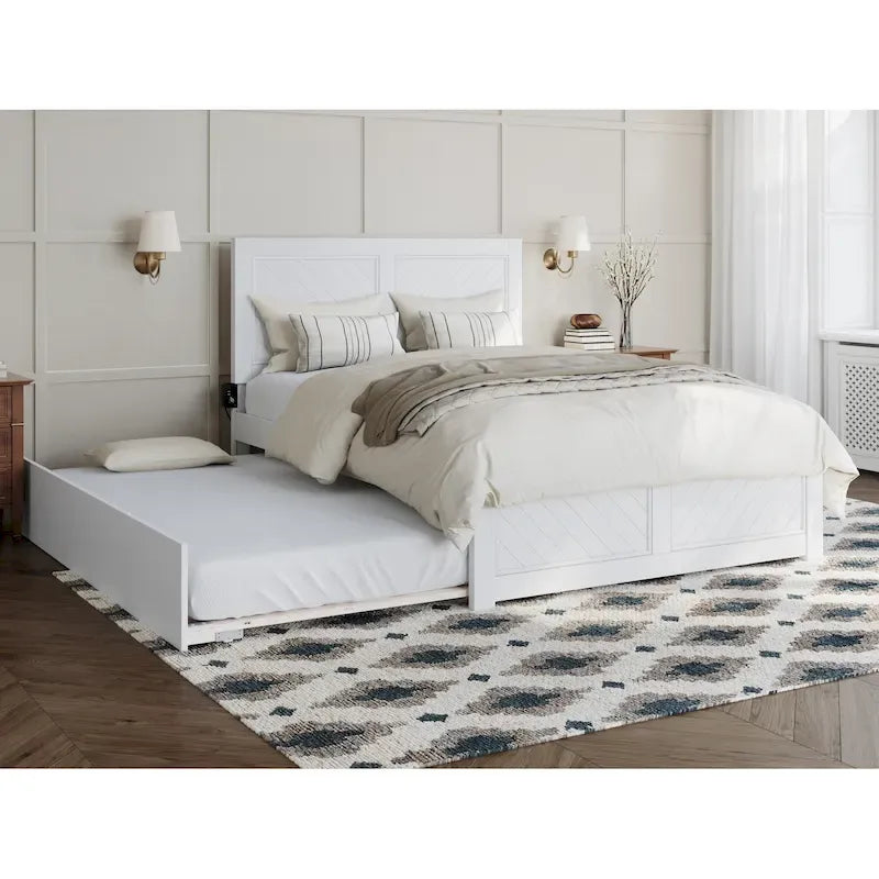 Lit plateforme complet Canyon avec pied de lit assorti et lit gigogne complet