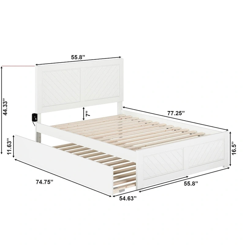 Lit plateforme complet Canyon avec pied de lit assorti et lit gigogne complet