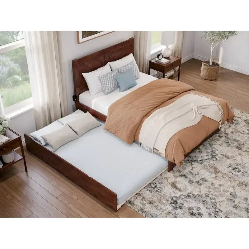 Lit plateforme complet Canyon avec pied de lit assorti et lit gigogne complet