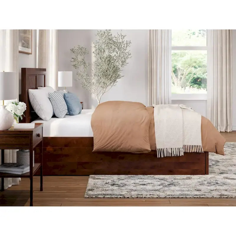 Lit plateforme complet Canyon avec pied de lit assorti et lit gigogne complet