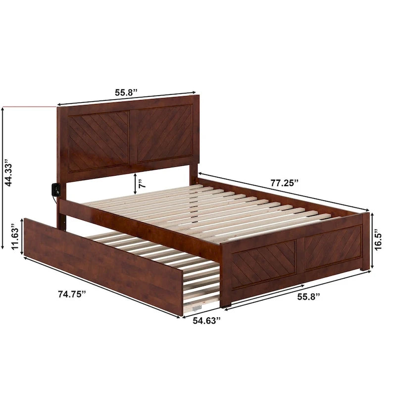 Lit plateforme complet Canyon avec pied de lit assorti et lit gigogne complet