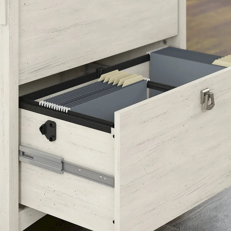 Bureau d'angle Salinas 60W avec suite de rangement – Bureau à domicile blanc antique