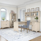Bureau d'angle Salinas 60W avec suite de rangement – Bureau à domicile blanc antique