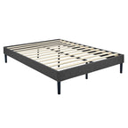 Cadre de lit plateforme tapissé – Lattes en bois, pas besoin de sommier tapissier, capacité de 227-318 kg
