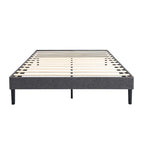 Cadre de lit plateforme tapissé – Lattes en bois, pas besoin de sommier tapissier, capacité de 227-318 kg