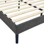 Cadre de lit plateforme tapissé – Lattes en bois, pas besoin de sommier tapissier, capacité de 227-318 kg