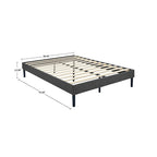 Cadre de lit plateforme tapissé – Lattes en bois, pas besoin de sommier tapissier, capacité de 227-318 kg