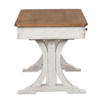 Bureau écritoire en bois antique revisité blanc cassé et châtaignier