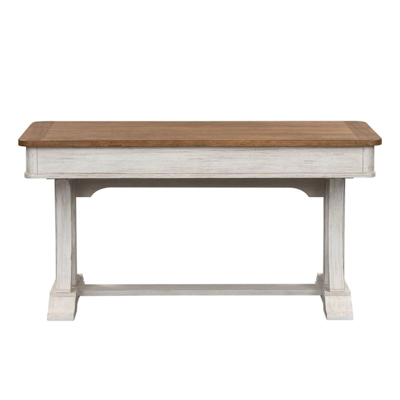 Bureau écritoire en bois antique revisité blanc cassé et châtaignier
