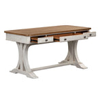 Bureau écritoire en bois antique revisité blanc cassé et châtaignier