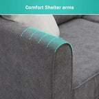 Canapé d'angle en L – Polyester gris, coussins à ressorts ensachés, 91x91x33,5 po, 3 oreillers