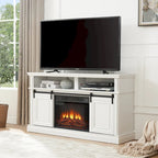 Meuble console média avec rangement, meuble TV moderne du milieu du siècle avec insert de cheminée de 23 pouces, meuble TV polyvalent avec porte coulissante