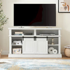 Meuble console média avec rangement, meuble TV moderne du milieu du siècle avec insert de cheminée de 23 pouces, meuble TV polyvalent avec porte coulissante