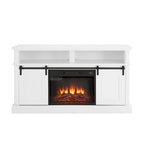 Meuble console média avec rangement, meuble TV moderne du milieu du siècle avec insert de cheminée de 23 pouces, meuble TV polyvalent avec porte coulissante