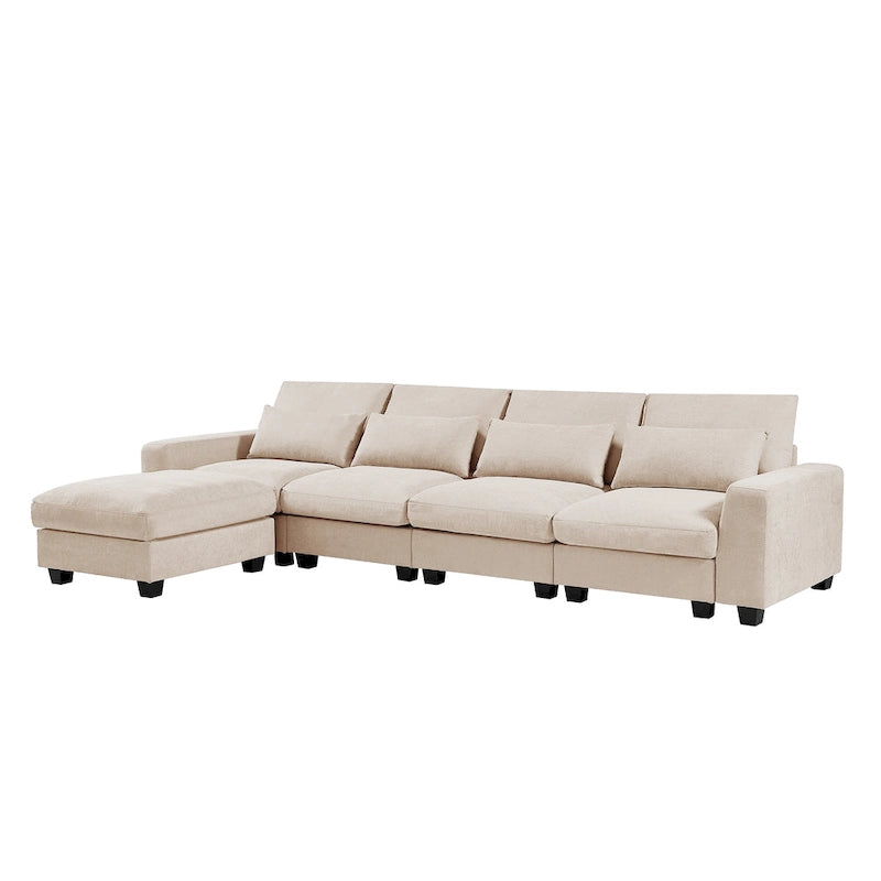 Canapé d'angle moderne en forme de L, garni de plumes, convertible, avec méridienne réversible pour le salon