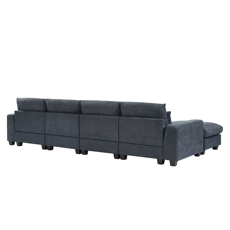 Canapé d'angle moderne en forme de L, garni de plumes, convertible, avec méridienne réversible pour le salon