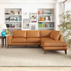 Canapé d'angle sectionnel en cuir de qualité supérieure style Mid-Century Miami, couleur fauve