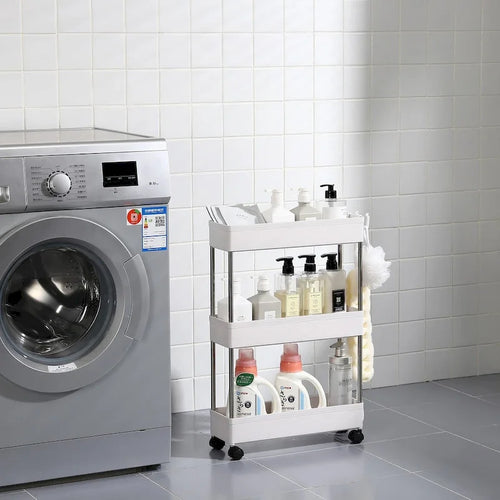 Chariot de rangement multifonctionnel mince à 3/4 niveaux pour mobile, blanc