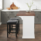 Îlot de cuisine Bartlett avec dessus en bois et tabourets carrés rembourrés – 50x42"