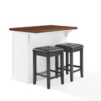 Îlot de cuisine Bartlett avec dessus en bois et tabourets carrés rembourrés – 50x42"